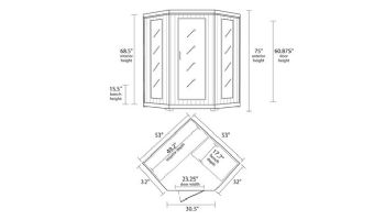 HeatWave Hudson Bay 3-Person Cedar Corner Infrared Sauna with 7 Carbon Heaters | SA1312