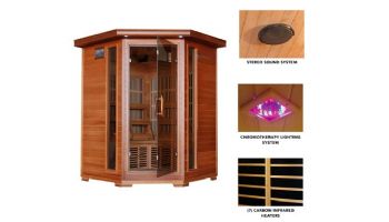 HeatWave Hudson Bay 3-Person Cedar Corner Infrared Sauna with 7 Carbon Heaters | SA1312