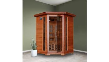 HeatWave Hudson Bay 3-Person Cedar Corner Infrared Sauna with 7 Carbon Heaters | SA1312