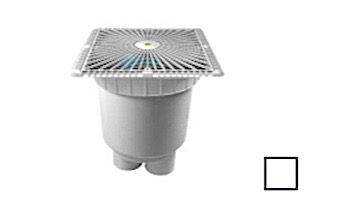 AquaStar 12" Square Star Anti-Entrapment Suction Outlet Cover with Vented Riser Ring with 2 Port Double Deep Sump Bucket (VGB Series)  White | P12101B
