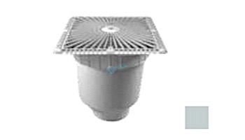 Aquastar 12" Square Star Anti-Entrapment Suction Outlet Cover with Vented Riser Ring with Double Deep Sump Bucket with 4" Socket (VGB Series) Light Gray | P12103D