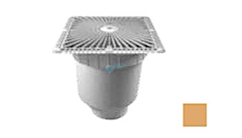 Aquastar 12" Square Star Anti-Entrapment Suction Outlet Cover with Vented Riser Ring with Double Deep Sump Bucket with 4" Socket (VGB Series) Tan | P12108D