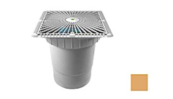 AquaStar 12" Square Star Anti-Entrapment Suction Outlet Cover with Vented Riser Ring with Double Deep Sump Bucket with 6" Socket (VGB Series) Tan | P12108F