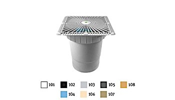 AquaStar 12" Square Star Anti-Entrapment Suction Outlet Cover with Vented Riser Ring with Double Deep Sump Bucket with 6" Socket (VGB Series) Light Gray | P12103F