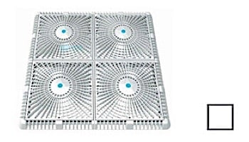 AquaStar 18" Square Mud Frame with Four 9" Square Star Anti-Entrapment Suction Outlet Covers with Vented Riser Rings | White | P18101