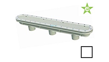 AquaStar 32" Channel Drain Pinhole Anti-entrapment Suction Outlet Cover with 3 Port Sump for Fiberglass without Gasket (VGB Series) | White | 32CDPHFG101