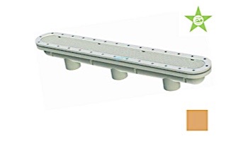 AquaStar 32" Channel Drain Pinhole Anti-Entrapment Suction Outlet Cover with 3 Port Sump for Fiberglass without Gasket (VGB Series) | Tan | 32CDPHFG108