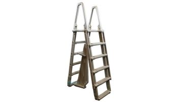 Confer Plastics A-Frame Ladder with Barrier System for 48"-54" Pools | Warm Grey | 7100X