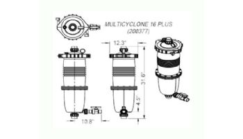 Waterco 2" MultiCyclone Plus MC16 Centrifugal Water Filtration Cartridge Filter | 40 Sq. Ft. | 200377 | 200377A