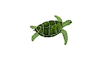 Ceramic Mosaic Sea Turtle Green | Large 28"? x 38"? Rt Facing w/ Shadow | STSGRERL
