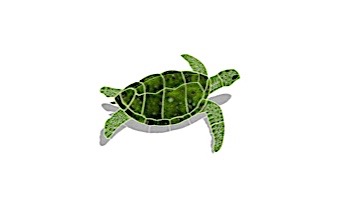 Ceramic Mosaic Sea Turtle Green | Large 28"? x 38"? Rt Facing w/ Shadow | STSGRERL