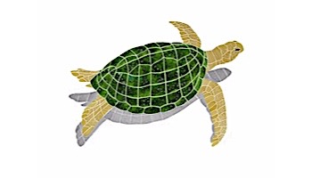 Ceramic Mosaic Sea Turtle Brown Right Facing with Shadow Small | 18" x 26" | STSBRORS