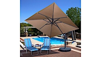 Santorini II Cantilever Umbrella with Valance | 10ft Square | Sunbrella Acrylic Stone | NU6185