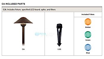 FX Luminaire CA 1 LED Path Light | Weathered Iron | 12" Riser | CA1LED12RWI KIT