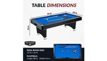 Hathaway Hustler 8-Ft. Pool Table with Ball Return | Black with Blue Felt | NG2520PB BG2520PB