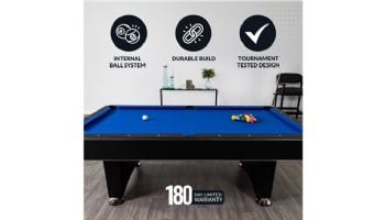 Hathaway Hustler 8-Ft. Pool Table with Ball Return | Black with Blue Felt | NG2520PB BG2520PB
