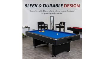Hathaway Hustler 8-Ft. Pool Table with Ball Return | Black with Blue Felt | NG2520PB BG2520PB