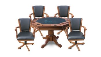 Hathaway Oak 3-In-1 Poker Table with 4 Arm Chairs | Oak Finish | NG2351 BG2351