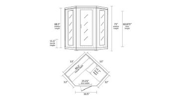 HeatWave Santa Fe 3-Person Hemlock Corner Infrared Sauna with 7 Carbon Heaters | SA2412DX