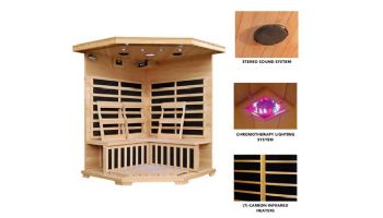 HeatWave Santa Fe 3-Person Hemlock Corner Infrared Sauna with 7 Carbon Heaters | SA2412DX