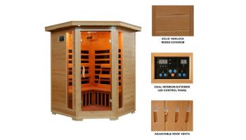 HeatWave Santa Fe 3-Person Hemlock Corner Infrared Sauna with 7 Carbon Heaters | SA2412DX