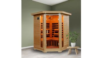 HeatWave Santa Fe 3-Person Hemlock Corner Infrared Sauna with 7 Carbon Heaters | SA2412DX