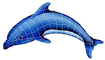 Artistry In Mosaics Dolphin Left with Shadow Mosaic | Medium - 25"? x 40"? | DSHBLULM