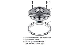 AquaStar 8" Round MoFlow Suction Outlet Cover and Mud Frame | Light Grey | 8MF103