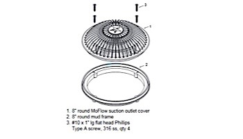 AquaStar 8" Round MoFlow Suction Outlet Cover and Mud Frame | Tan | 8MF108