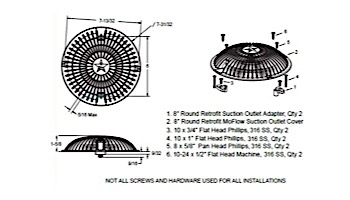 AquaStar 8" Round Retrofit MoFlow Suction Outlet Cover with Screw and Bushing Kit | Dark Gray | R8MF105