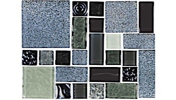 National Pool Tile Soleil Mosaic Series Glass Tile | Silver | SOL-ISIS