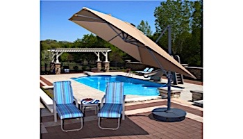 Santorini II Fiesta Cantilever Umbrella with Solar LED Lights | 10ft Square | Sunbrella Acrylic Beige | NU6245