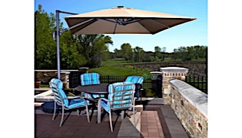 Santorini II Fiesta Cantilever Umbrella with Solar LED Lights | 10ft Square | Sunbrella Acrylic Beige | NU6245