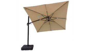 Santorini II Fiesta Cantilever Umbrella with Solar LED Lights | 10ft Square | Sunbrella Acrylic Stone | NU6255