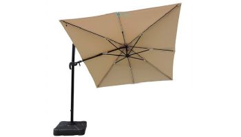 Santorini II Fiesta Cantilever Umbrella with Solar LED Lights | 10ft Square | Sunbrella Acrylic Beige | NU6245