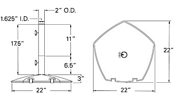 Pentagon Base With Wheels | 80 lb. Black | NU5460
