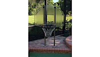 Inter-fab Traditional Style Basketball Game Set | 12" Offset Post | In Deck Bronze Anchor Jig | Hammertone Gray Powder Coated Support Legs | SPS-BBALLPCGB-6C
