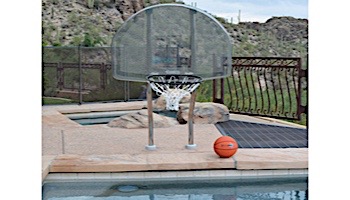 Inter-fab Traditional Style Basketball Game Set | 18" Offset Post | In Deck Plastic Anchor Jig | Black Powder Coated Support Legs | SPS-BBAL 18 GPC-2