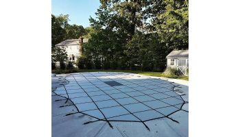 Merlin 10-Year Solid Safety Cover with Drain Panel | Rectangle 16' x 32' | Flush 4' x 8' Right Side Step | Green | 16W-X-GR
