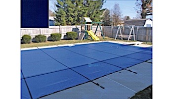 PoolTux 15-Year Royal Mesh Safety Cover | Rectangle 16' x 32' Blue | 4' x 8' Left End Step | CSPTBME16322
