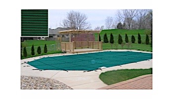 PoolTux 15-Year Royal Mesh Safety Cover | Rectangle 15' x 30' Green | 4' x 8' Left End Step | CSPTGME15302