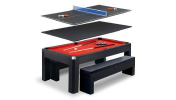 Hathaway Park Avenue 7-Foot Pool Table Combo Set with Benches | Black with Red Felt | NG2530PR BG2530PR