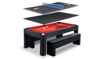 Hathaway Park Avenue 7-Foot Pool Table Combo Set with Benches | Black with Red Felt | NG2530PR BG2530PR