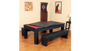 Hathaway Park Avenue 7-Foot Pool Table Combo Set with Benches | Black with Red Felt | NG2530PR BG2530PR