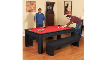 Hathaway Park Avenue 7-Foot Pool Table Combo Set with Benches | Black with Red Felt | NG2530PR BG2530PR