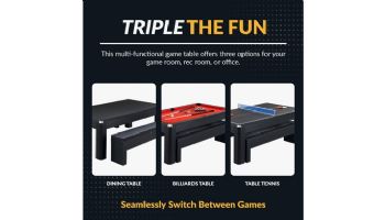 Hathaway Park Avenue 7-Foot Pool Table Combo Set with Benches | Black with Red Felt | NG2530PR BG2530PR