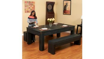 Hathaway Park Avenue 7-Foot Pool Table Combo Set with Benches | Black with Red Felt | NG2530PR BG2530PR