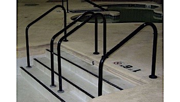 Saftron Deck To Pool Mounted 2-Bend Handrail | .25" Thickness 1.90" OD | 48" W x 32" H | Black | DTP-248-BK