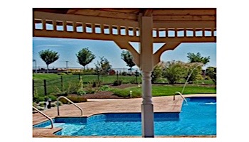 Saftron Deck To Pool Mounted 2-Bend Handrail | .25" Thickness 1.90" OD | 60"W x 32"H | Beige | DTP-260-B
