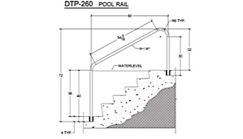 Saftron Deck To Pool Mounted 2-Bend Handrail | .25" Thickness 1.90" OD | 60"W x 32"H | Beige | DTP-260-B